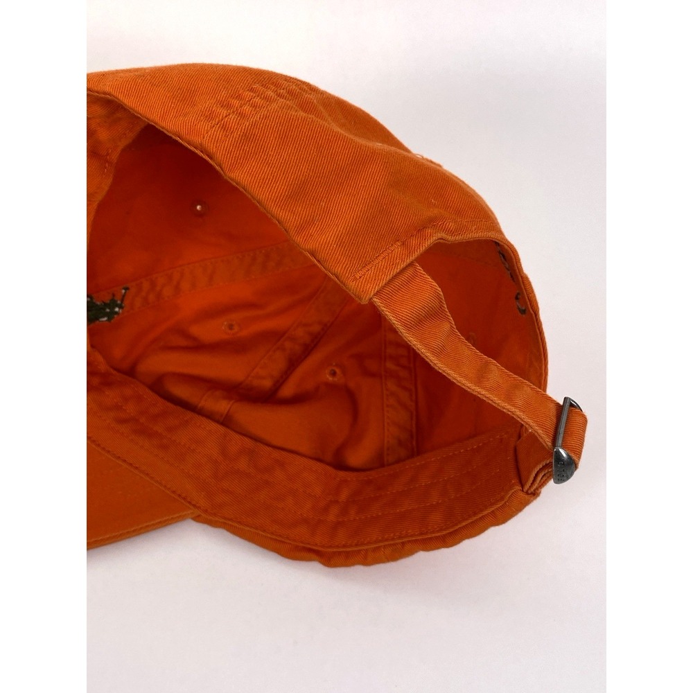 Polo Ralph Lauren Hat Cap Orange Strap Back Green Pony Embroidered One Size Dad - Picture 7 of 8